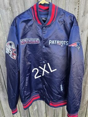 New England Patriots Navy Satin Bomber Jacket - 2XL